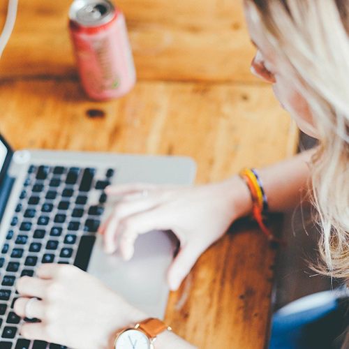 woman using laptop